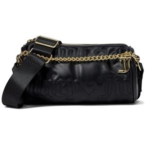 Juicy Couture Black Puff Roll Crossbody Shoulder Bag Gold tone Chain NWT